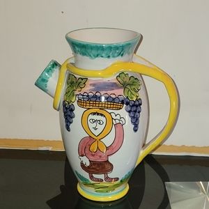 VINTAGE 9 1/2" HANDPAINTED CERAMIC ITALIAN MADE PITCHER
